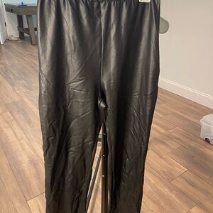 Weissman Black Faux Leather Leggings with Elastic Waist
